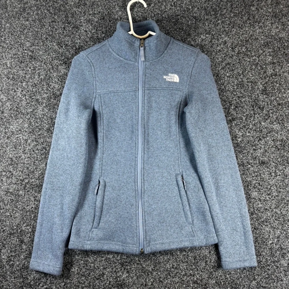 The North Face Womens Crescent Full Zip Sweater Fleece Jacket Blue Heather XS
